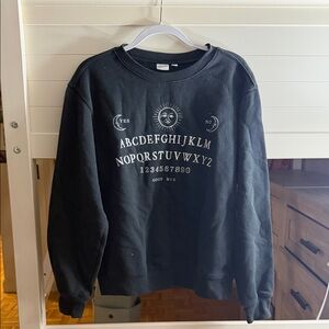 Black Ouija-Print Crewneck Sweatshirt